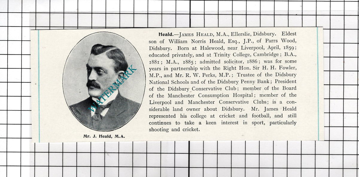 Mr James Heald Ellerslie Didsbury Manchester - c.1900 Cutting