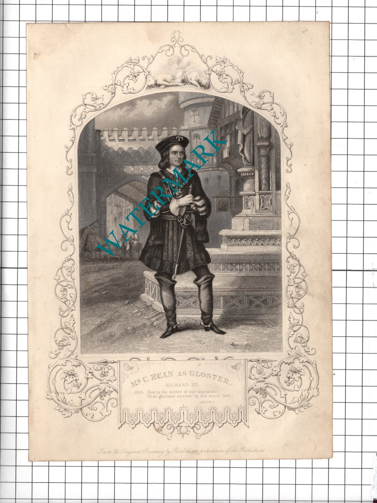 Mr C Kean Actor Gloster Richard III William Shakespeare Print - c.1880