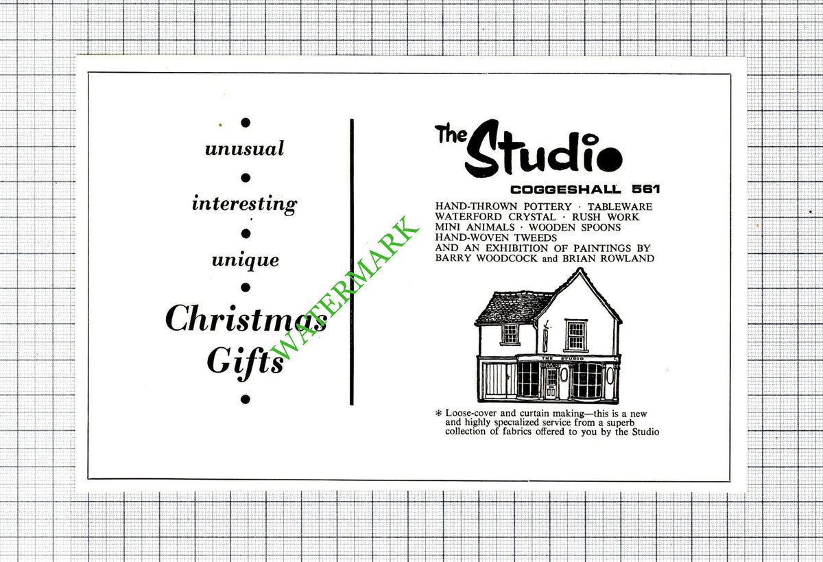 The Studio Coggeshall Essex Advert - 1965 Cutting