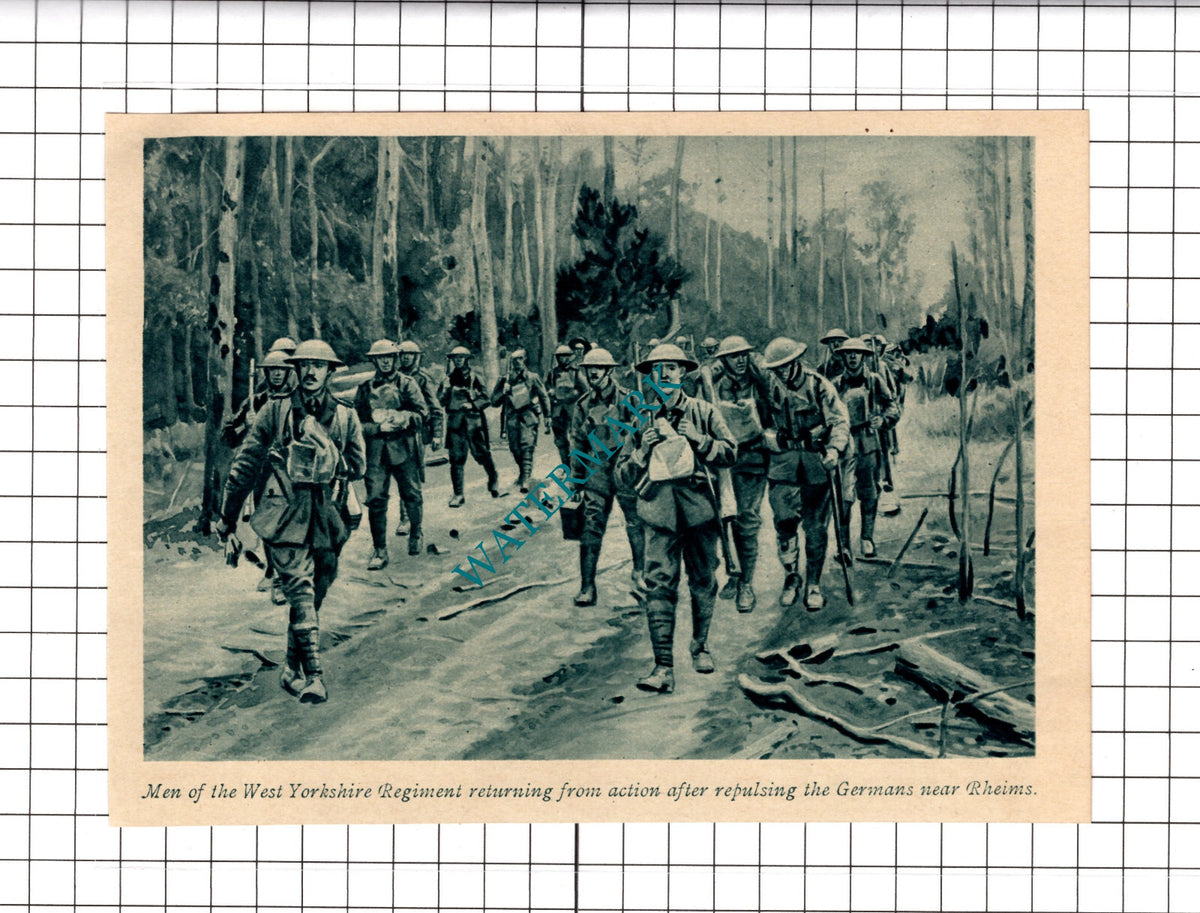 West Yorkshire Regiment Rheims France Great War WW1 -c.1918 Cutting