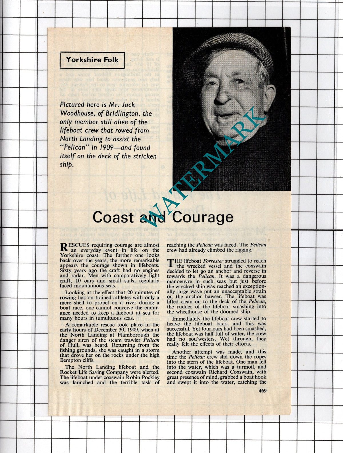 Mr Jack Woodhouse Bridlington Lifeboat PELICAN Ship Rescue - 1972 Article