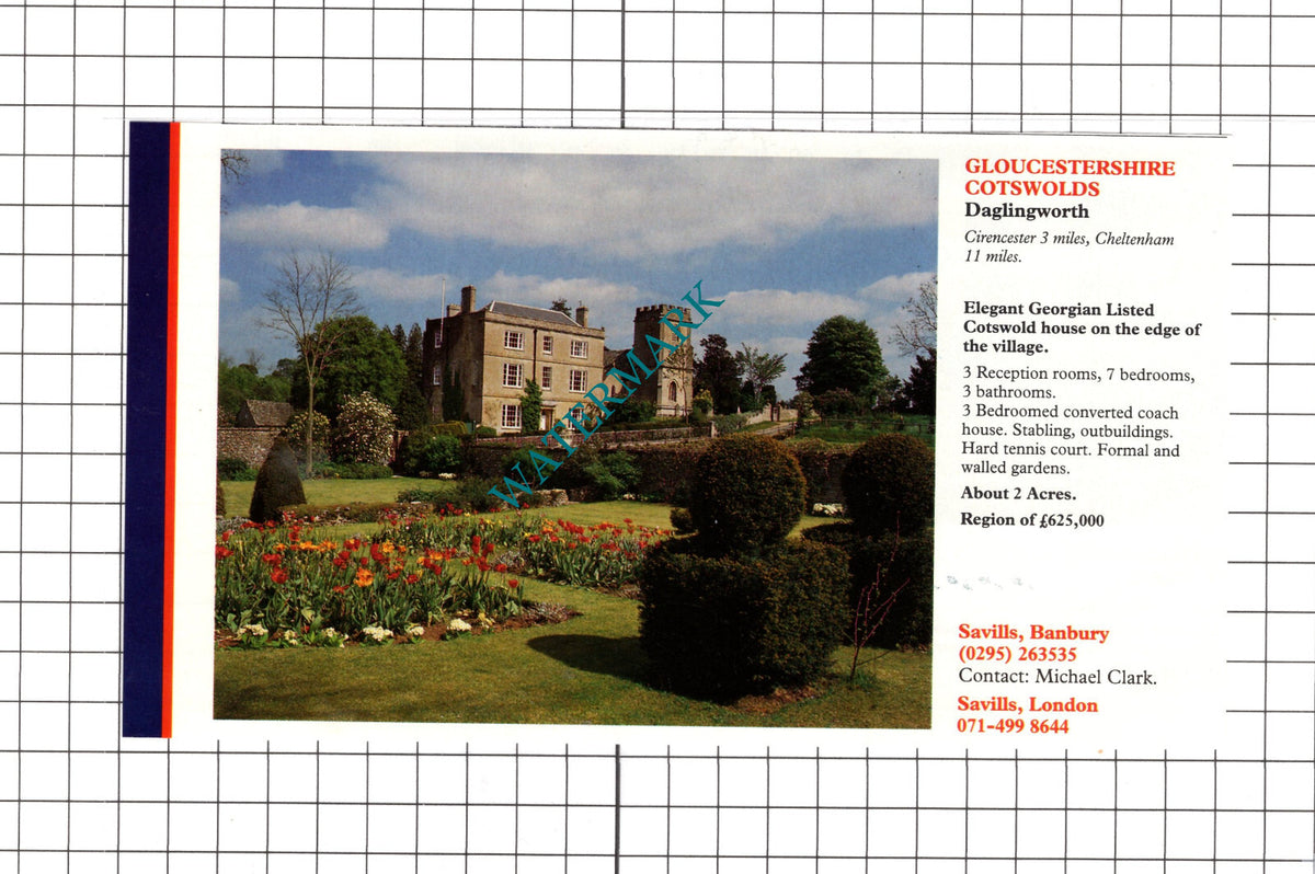 Daglingworth Gloucestershire House Sale Advert - 1991 Clipping