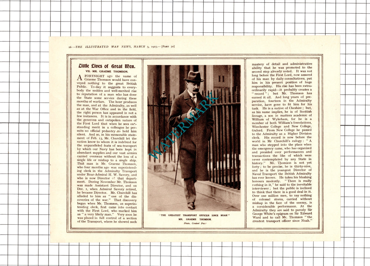 Michael O'Leary Irish Guards / Mr Graeme Thomson WW1 - 1915 Clipping / Print