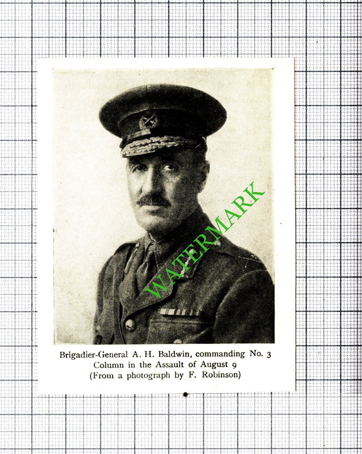 Brig Gen A H Baldwin No 3 Column Great War - c.1920 Small Cutting