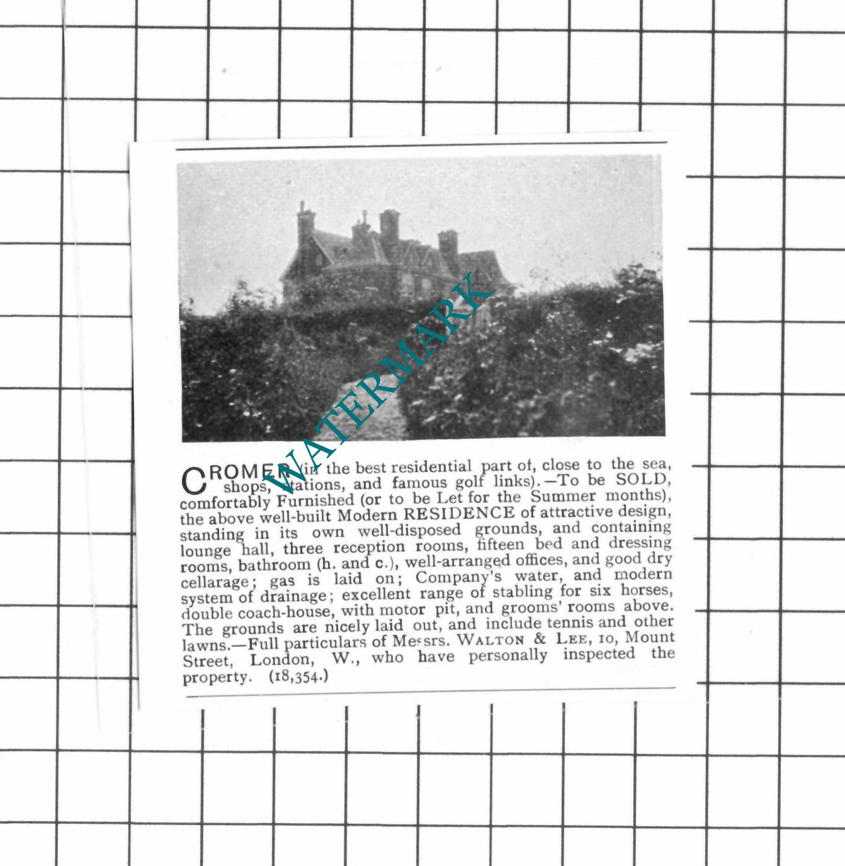 Cromer Norfolk House Sale Advert -1903 SMALL Clipping