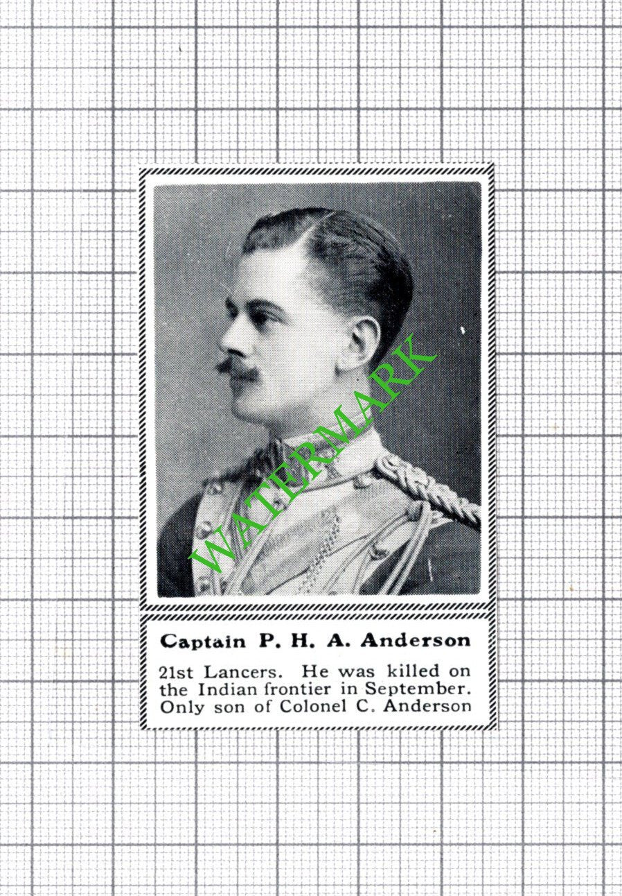 Captain PHA Anderson 21st Lancers Colonel C Anderson WW1 - c.1918 SMALL Cutting