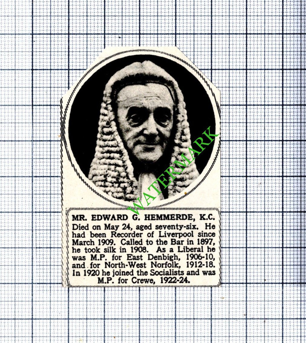 Mr Edward G Hemmerde Obituary - 1948 Small Cutting