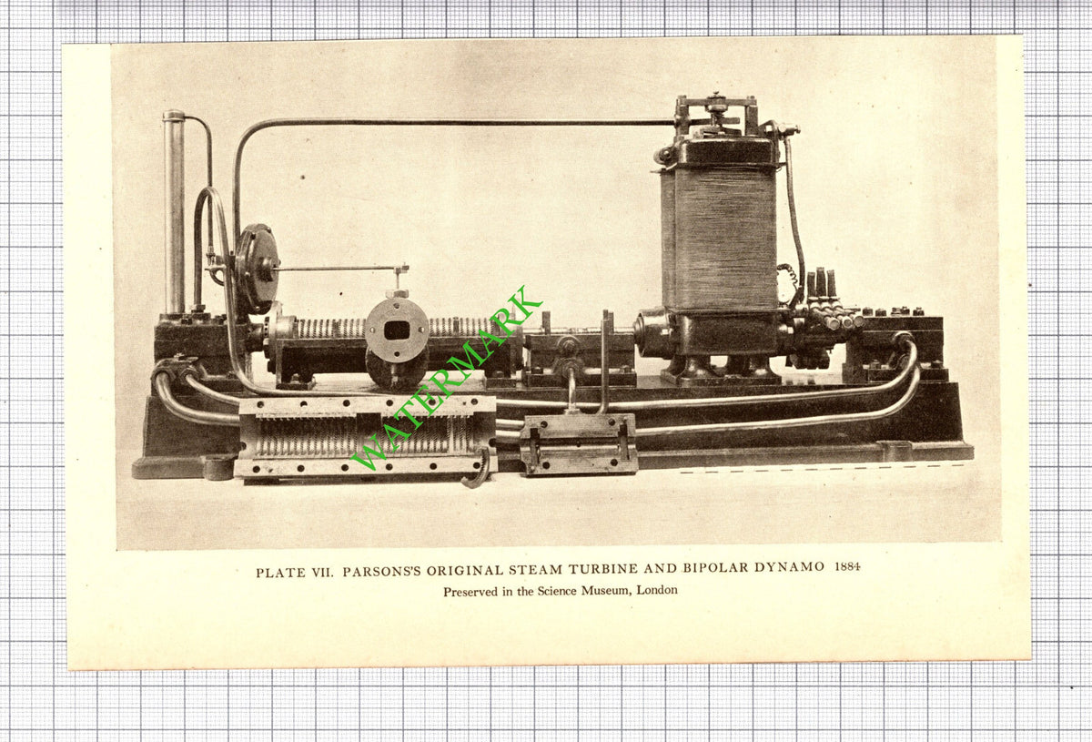 Parson's Steam Turbine Parsons Bipolar Dynamo - 1938 Cutting / Print