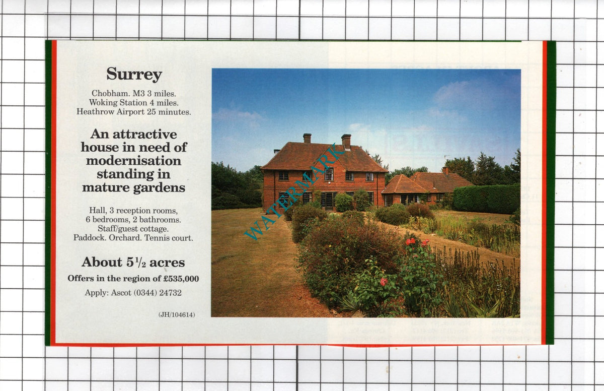 Chobham Surrey - 1991 House Advert