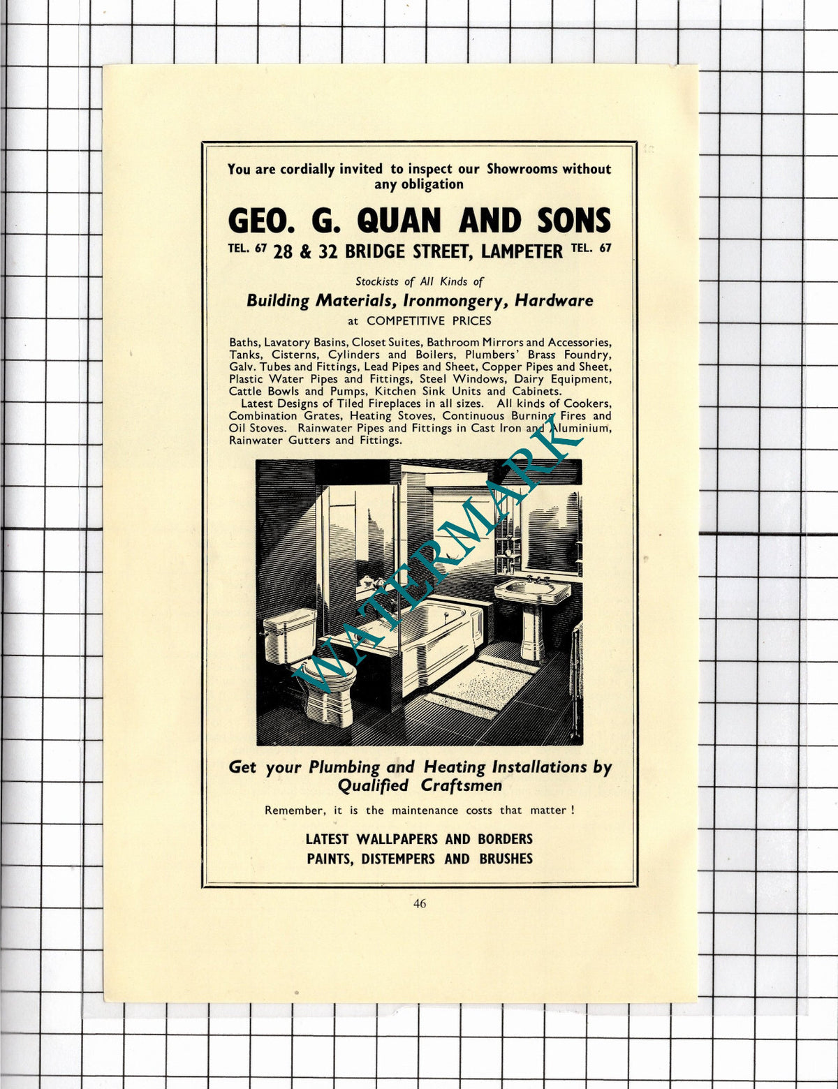 Geo G Quan and Sons Lampeter Wales George Quan - 1957 Advert