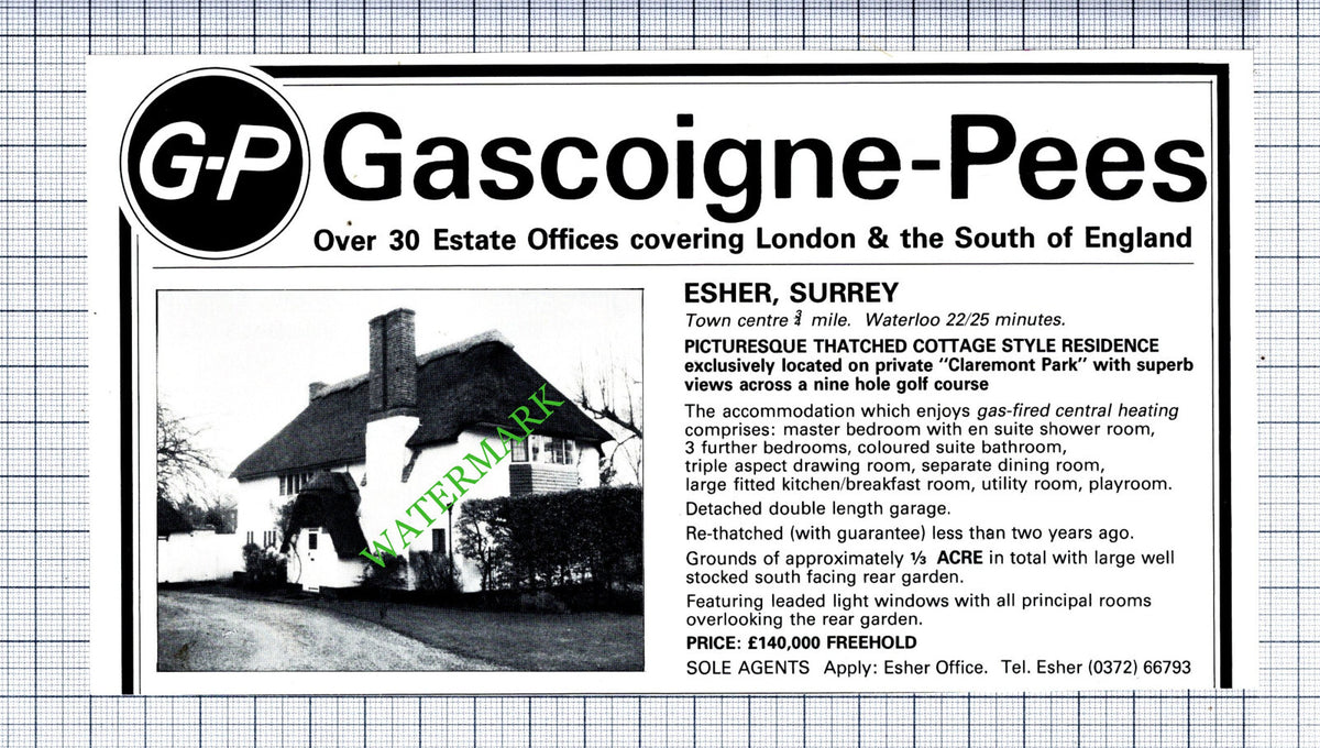 Esher Surrey Claremont Park Sale Advert - 1981 Cutting