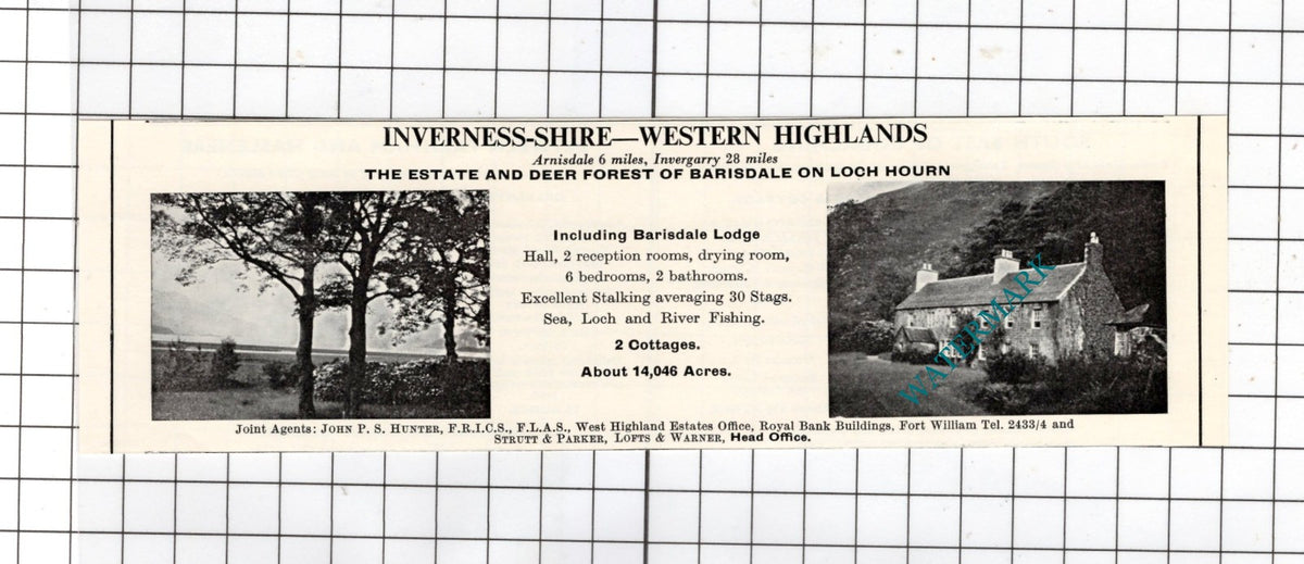 Barisdale Estate Inverness-shire Scotland Lodge Hourn - 1967 House Sale Advert
