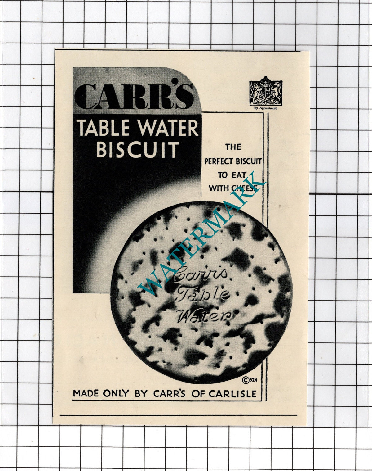 Carr's Of CarlisleTable Water Biscuit - 1934 Small Advert