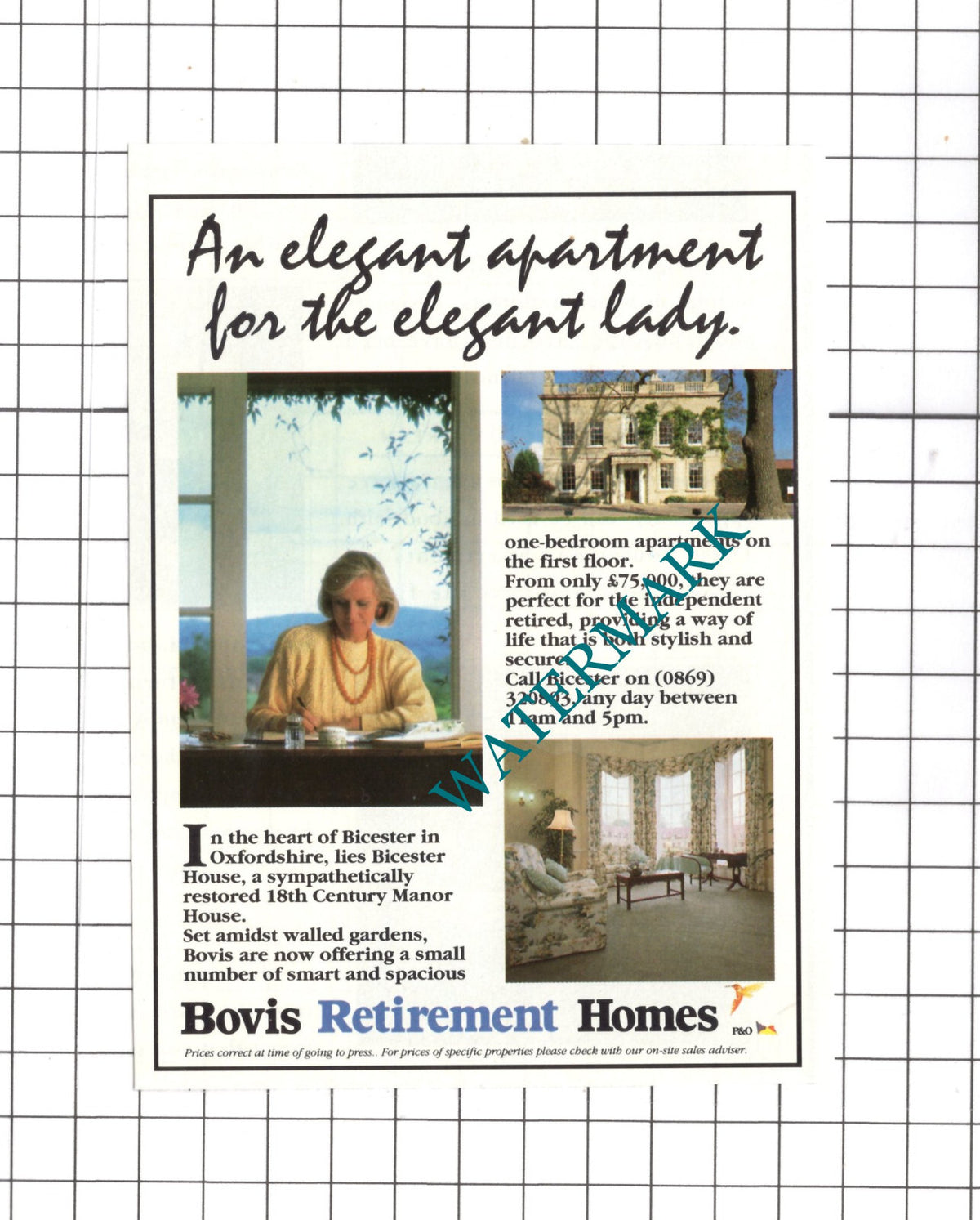 Bicester House Bicester Oxfordshire Bovis Retirement Homes Advert -1991 Clipping