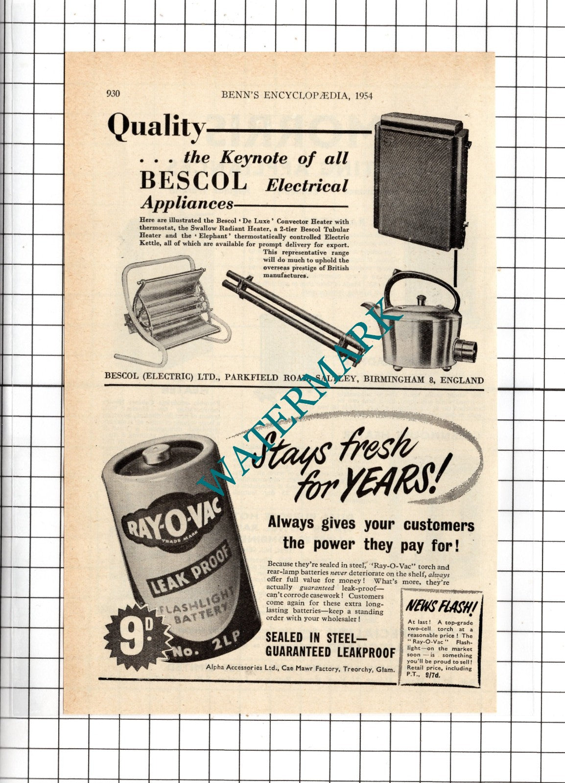 Morris Heating Appliances Ltd London / Bescol Electric Birmingham - 1954 Advert