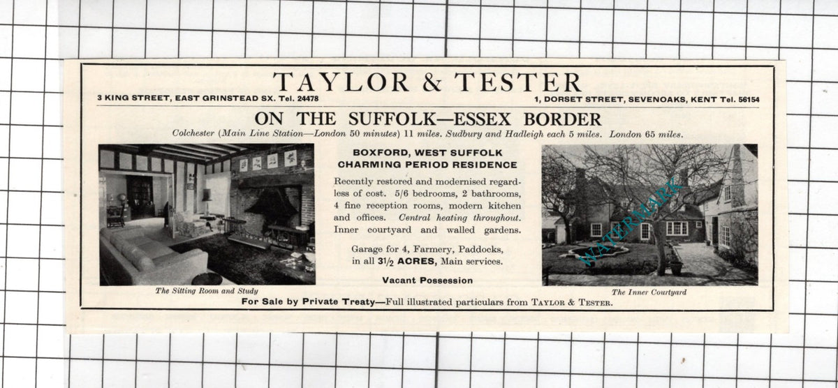 Boxford Suffolk House Sale Advert - 1967