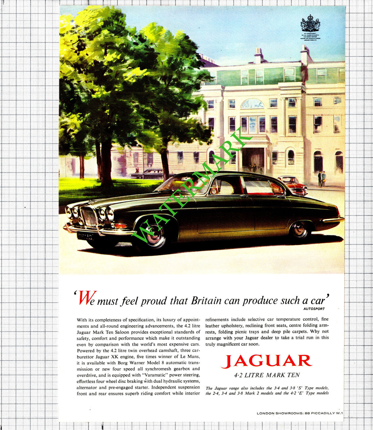 Jaguar 4.2 Litre Mark Ten Car Advert - 1966 Cutting
