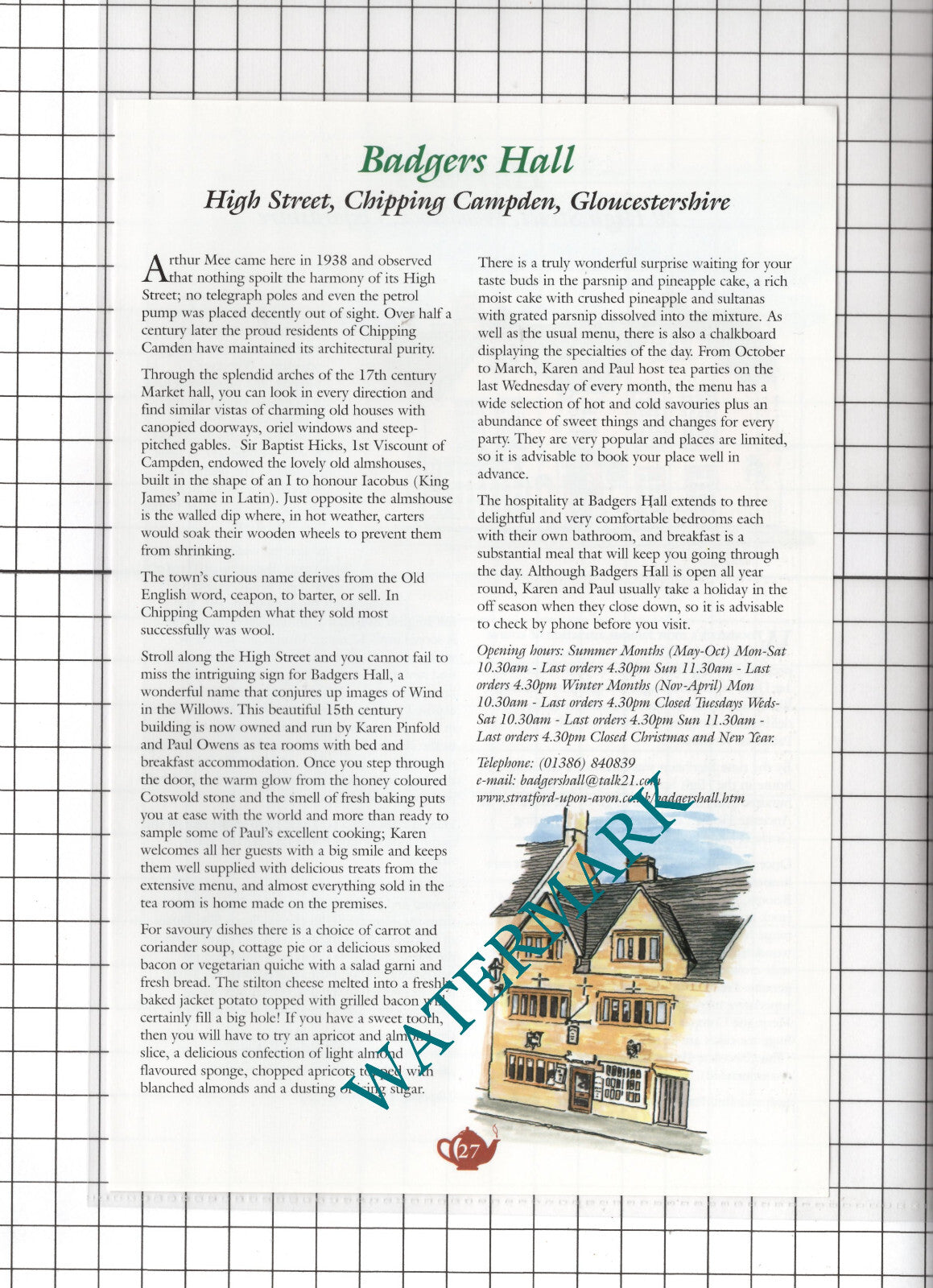 Harriet's Woodstock Parker-Jones Badgers Hall Chipping Campden - c.2001 Advert