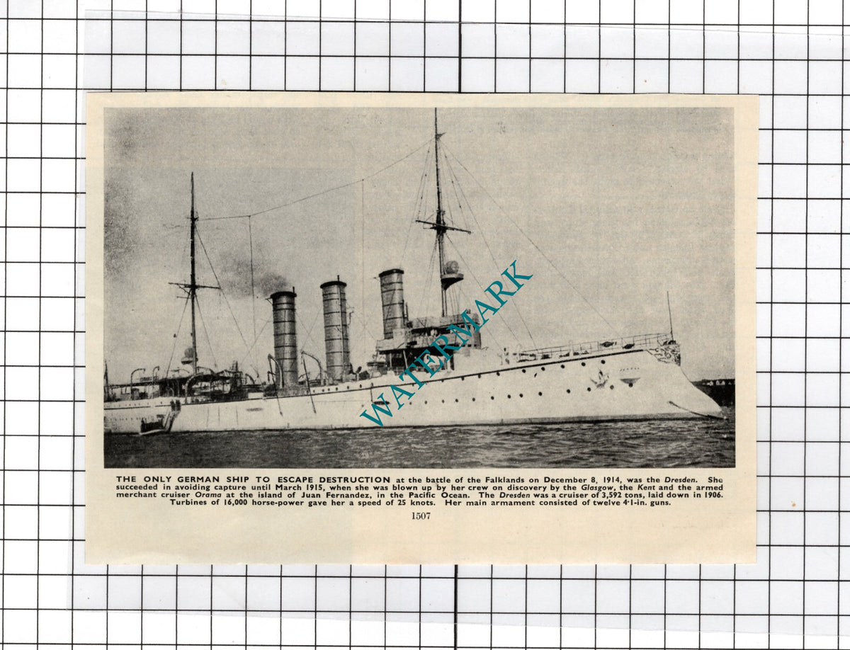 German Ship DRESDEN - c.1940's Small Cutting