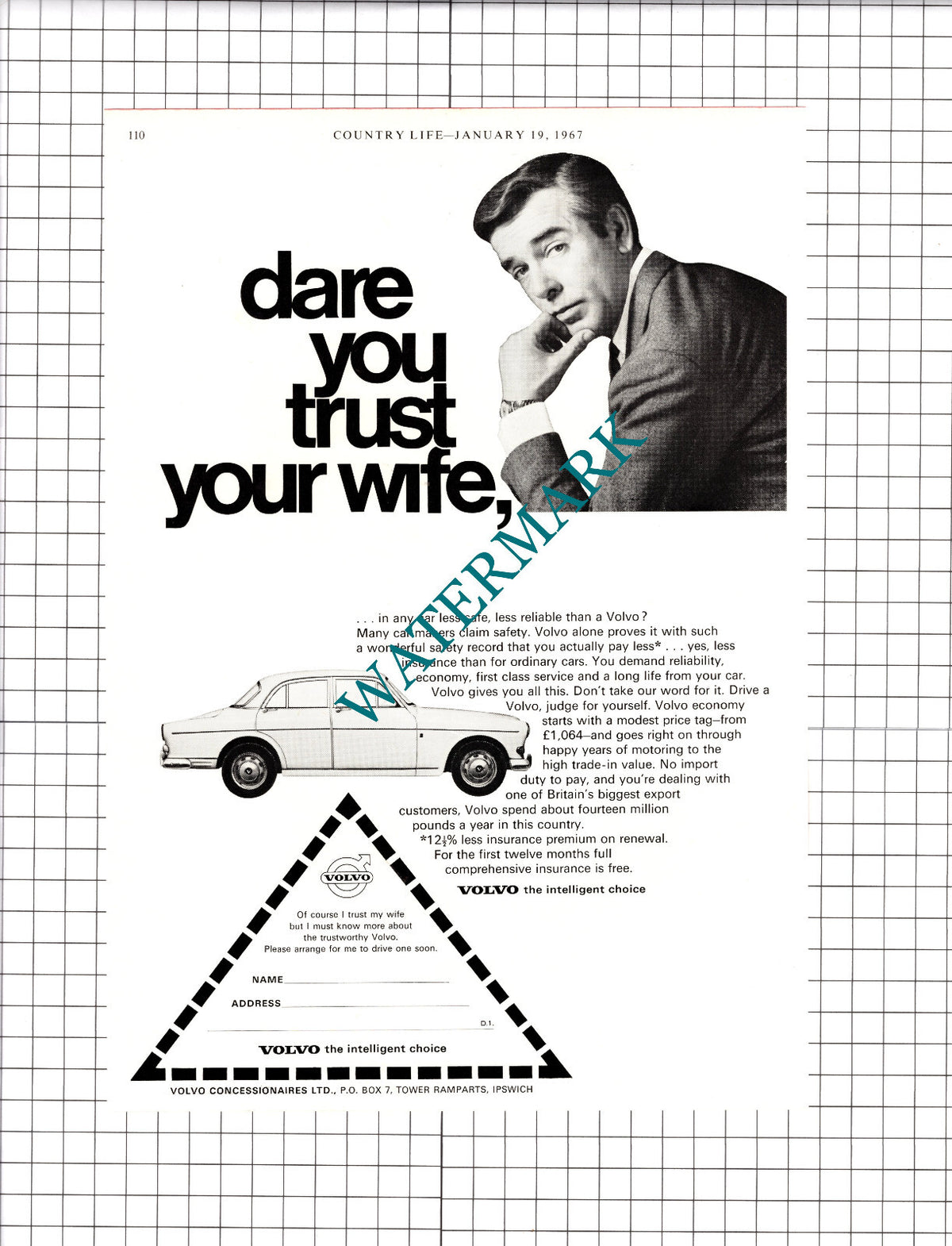 Volvo Car Advert - 1967 Clipping / Print