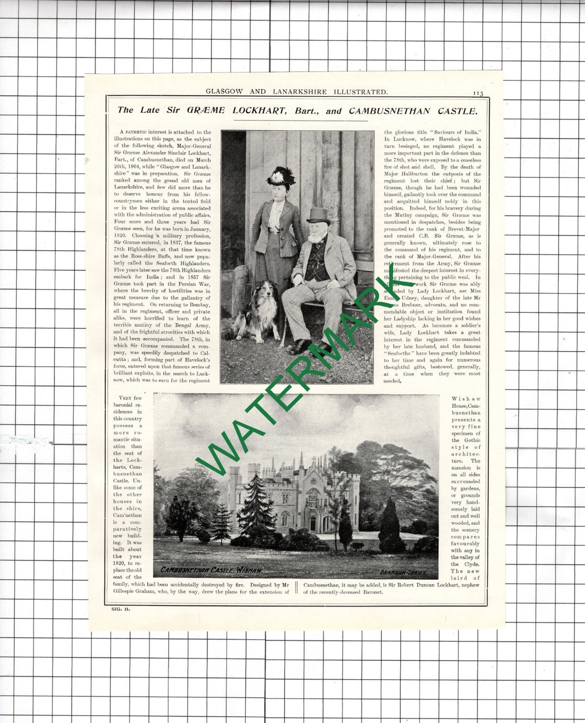 Sir Graeme Lockhart Cambusnethan Lord Newlands Mauldslie Hozier - 1904 Article