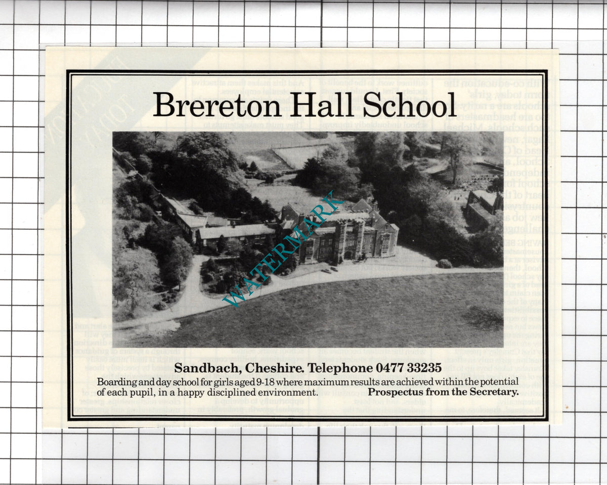 Brereton Hall School Sandbach Cheshire - 1985 Advert
