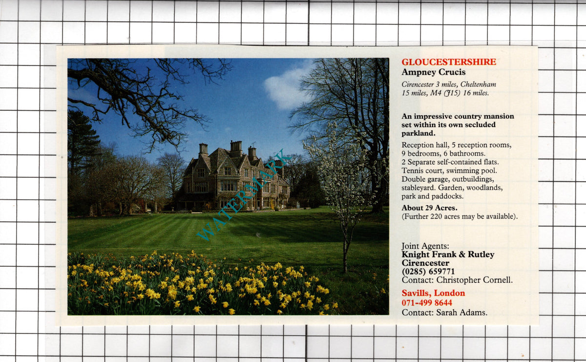 Ampney Crucis Gloucestershire House Sale Advert -- 1991 Cutting