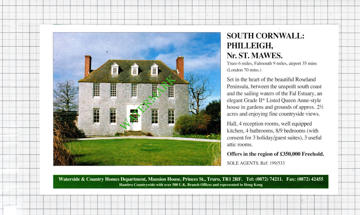 Congresbury Avon / Philleigh St Mawes Cornwall House Sale Advert - 1991 Cutting