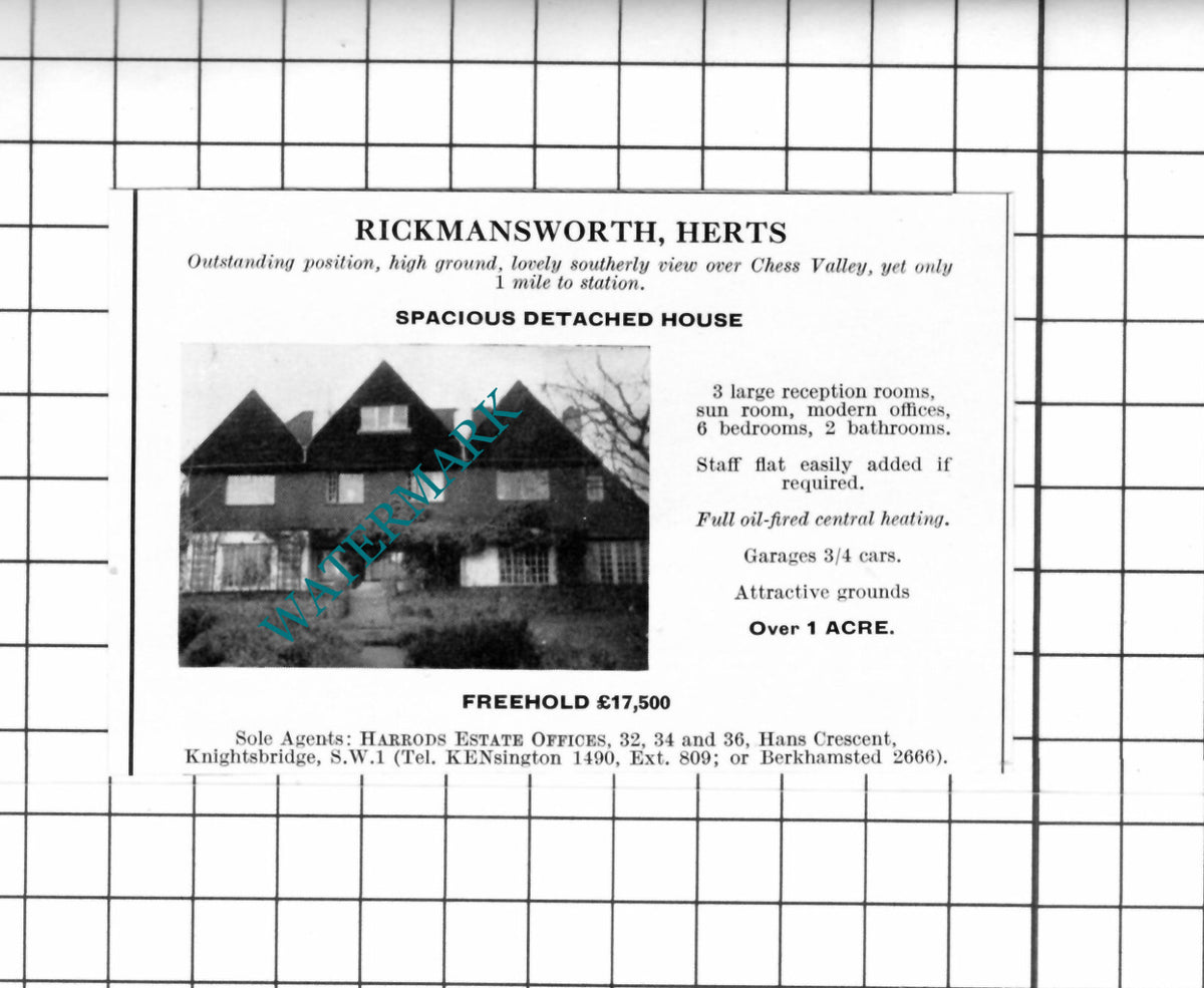Rickmansworth Hertfordshire SMALL House Sale Advert - 1967 Clipping