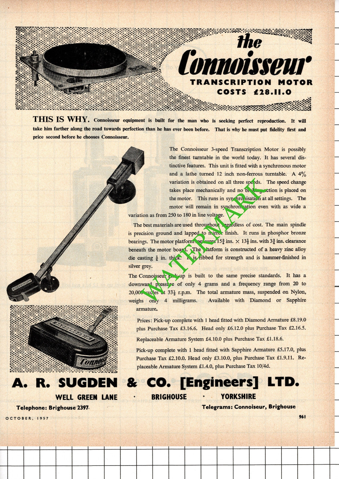 A R Sugden & Co Engineers Ltd Brighouse Yorkshire Advert - 1957 Cutting