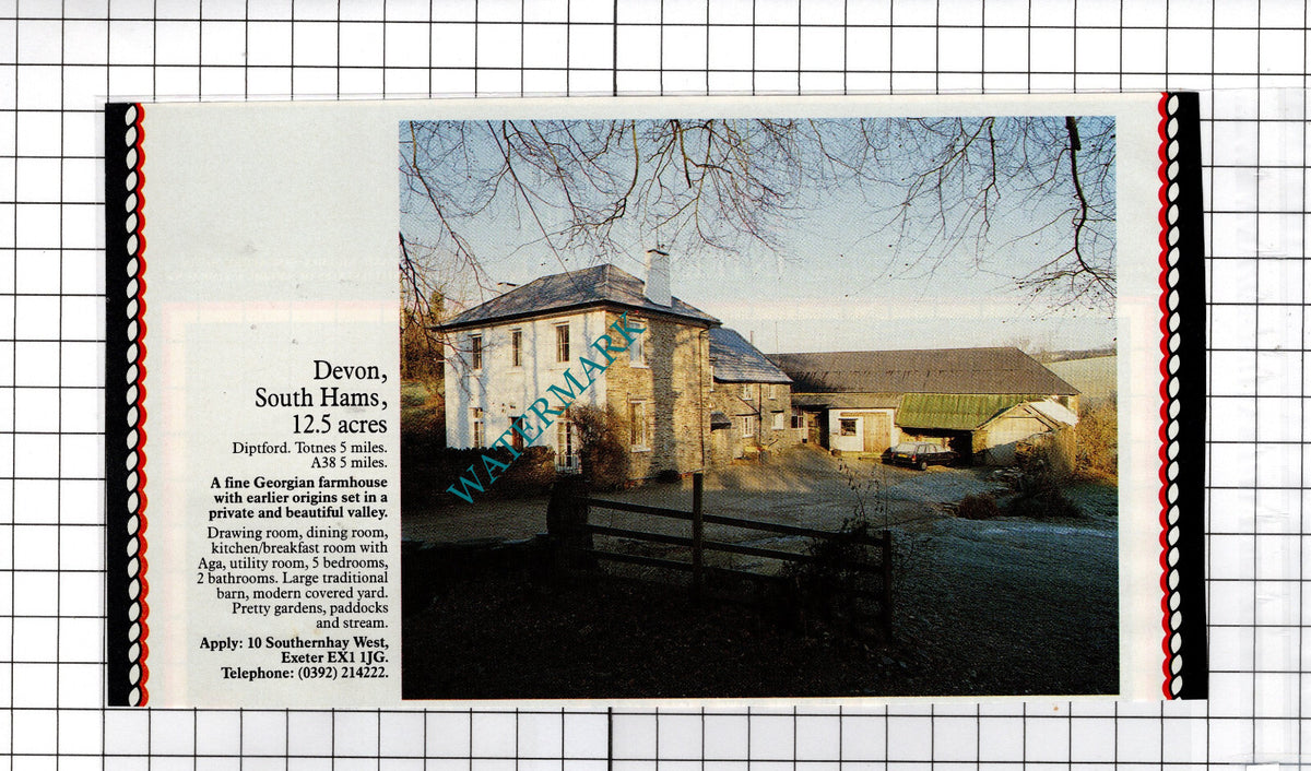 Diptford Devon South Hams House Sale Advert - 1991 Cutting