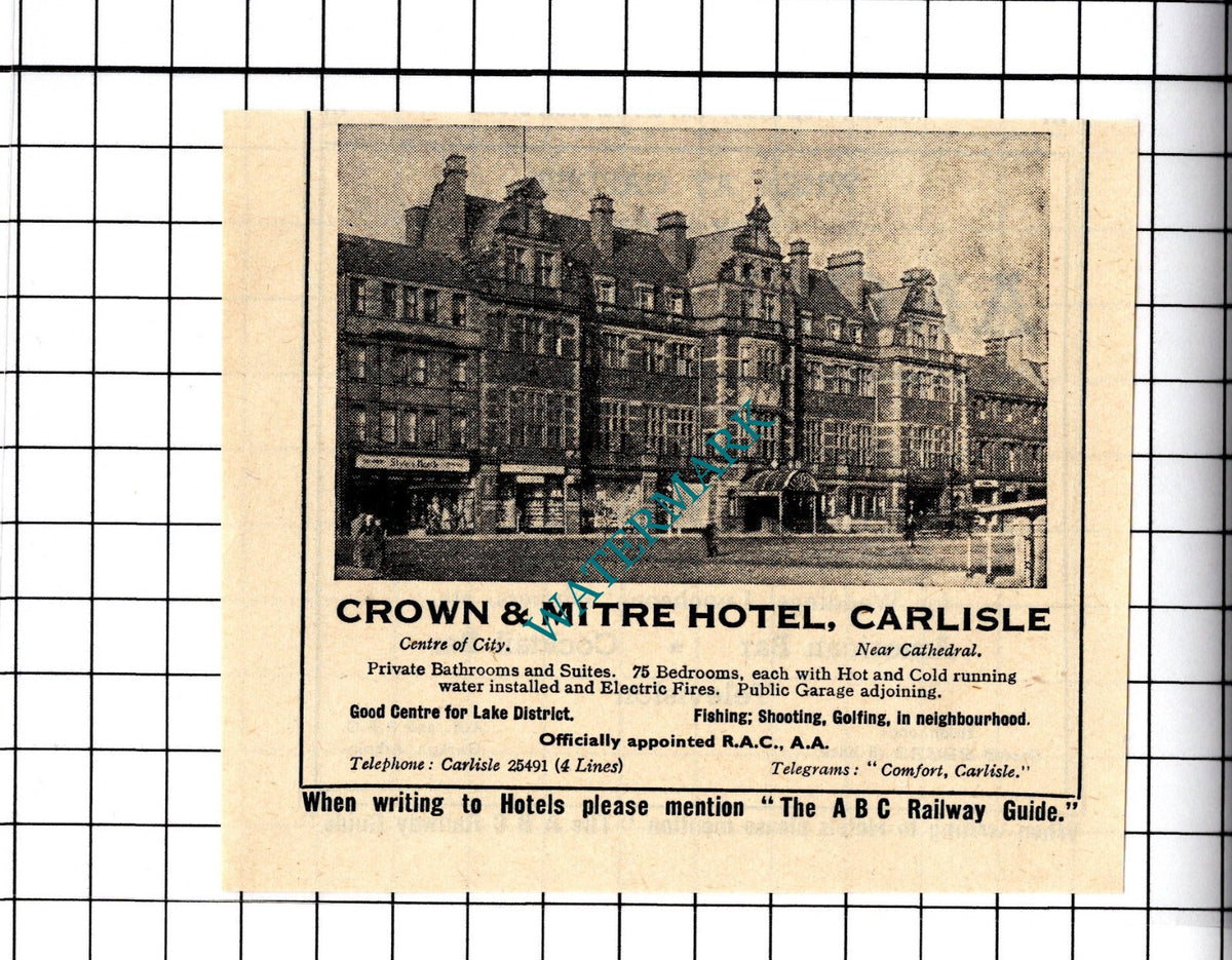 Crown & Mitre Carlisle Cumbria Small Advert - 1958 Cutting / Print
