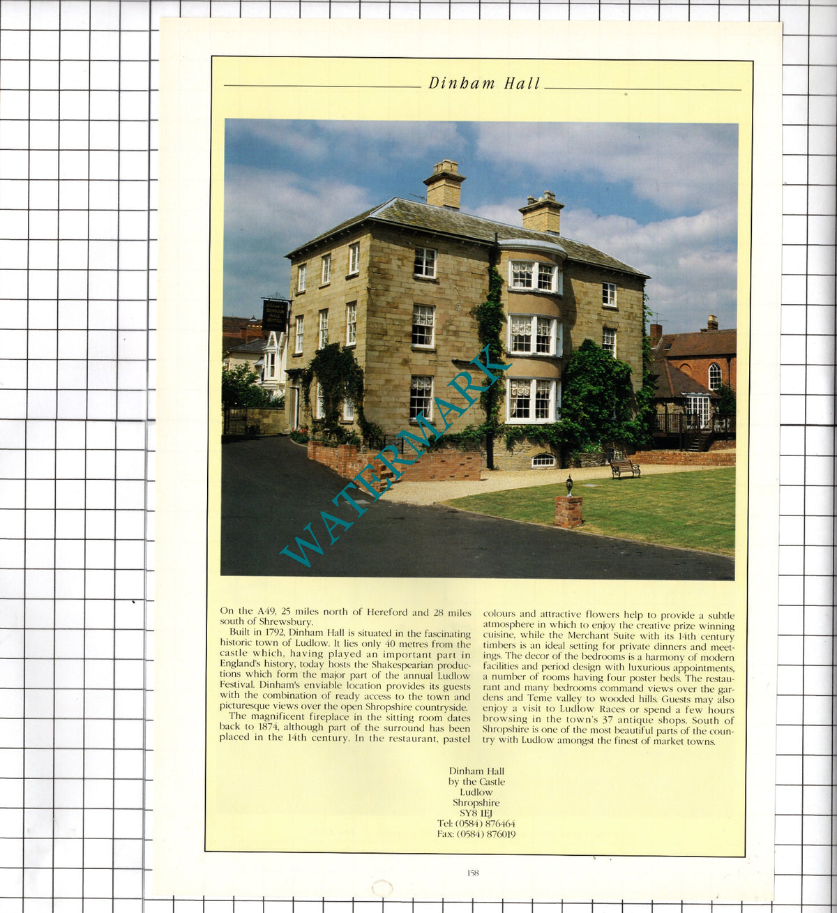 Dinham Hall Ludlow Shropshire Advert - 1995 Cutting