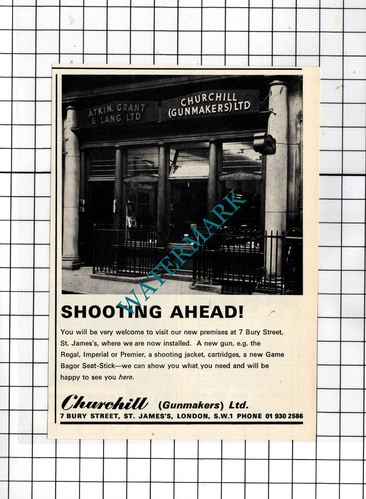 Churchill Gunmakers Ltd London Atkin Grant & Lang Ltd Small Advert - 1967