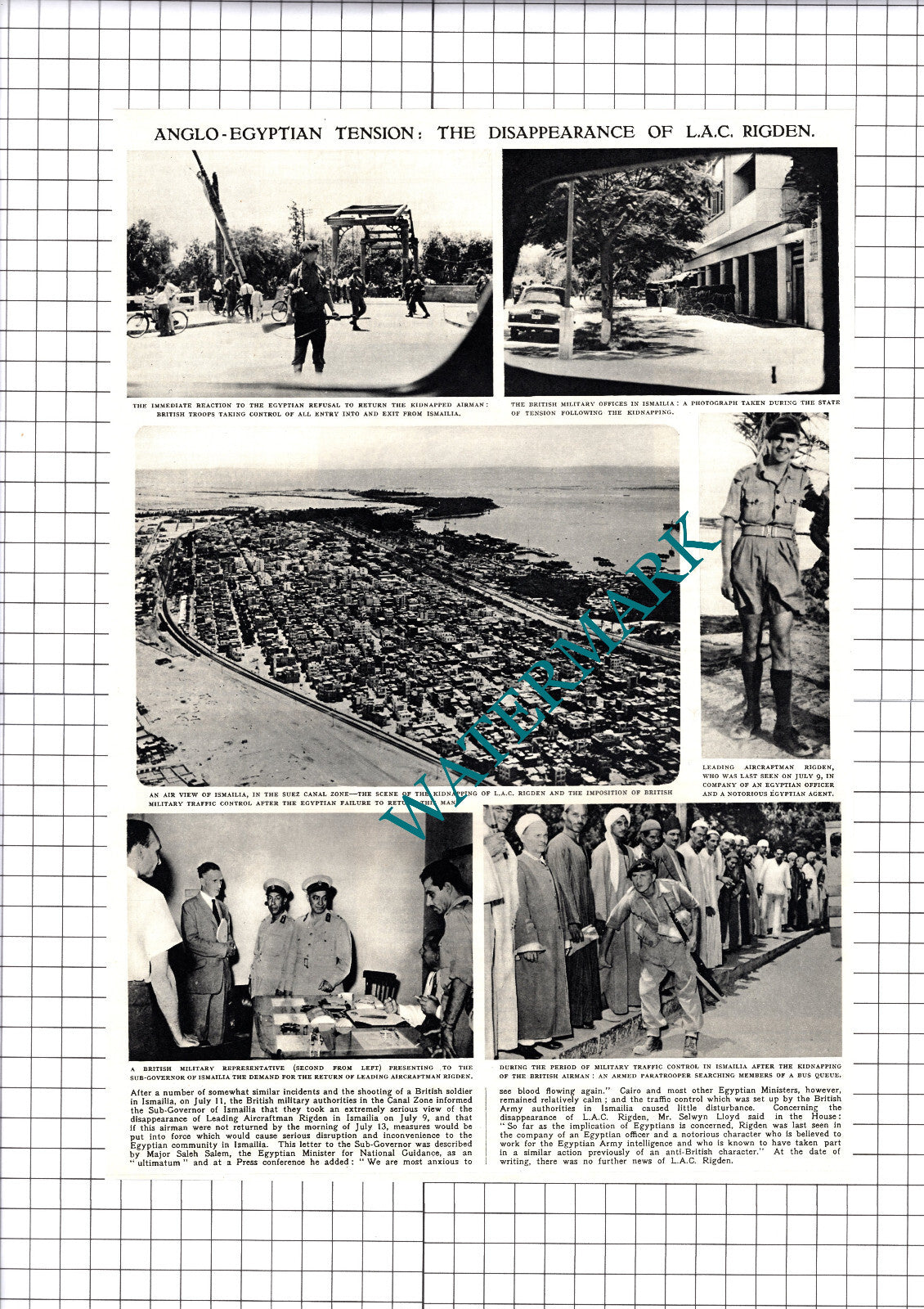 Leading Aircraftman LAC Rigden Ismailia Egypt - 1953 Cutting / Print