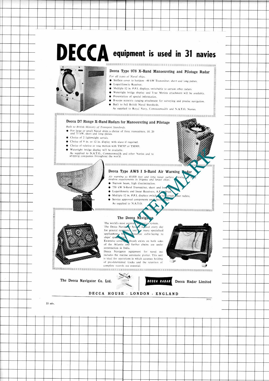 Decca Radar Ltd Navy Equipment Advert - 1960 Clipping / Print