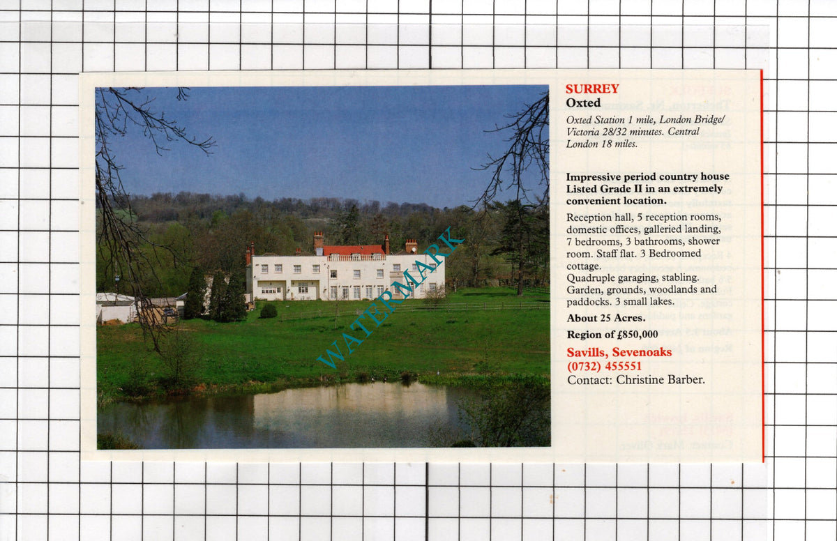Theberton Suffolk / Oxted Surrey - 1991 House Sale Advert