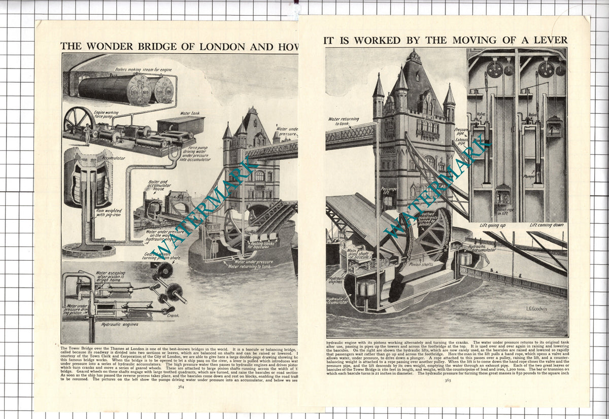 Tower Bridge London - c.1940's Two-Part Cutting