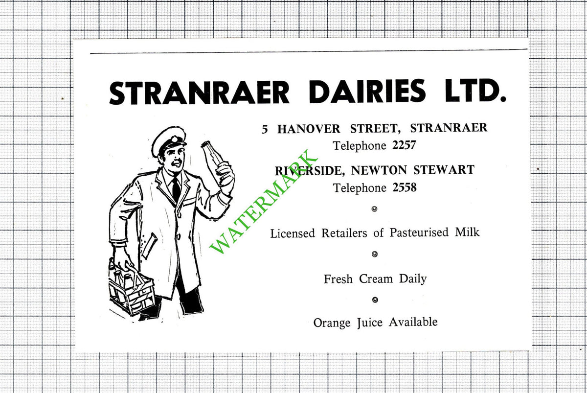 Stranraer Dairies Ltd Small Advert - c.1975 Cutting