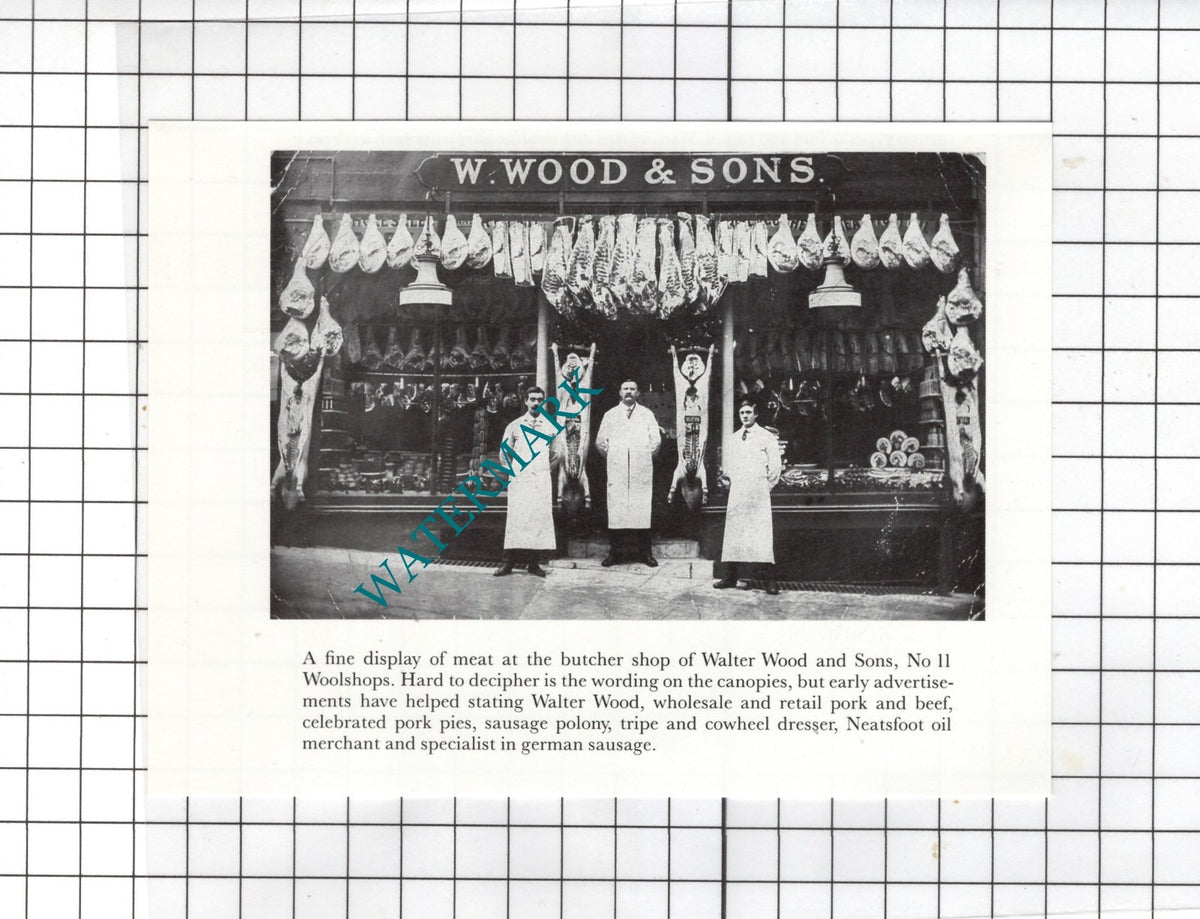 Walter Wood and Sons Butchers 11 Woolshops Halifax Yorkshire - Clipping
