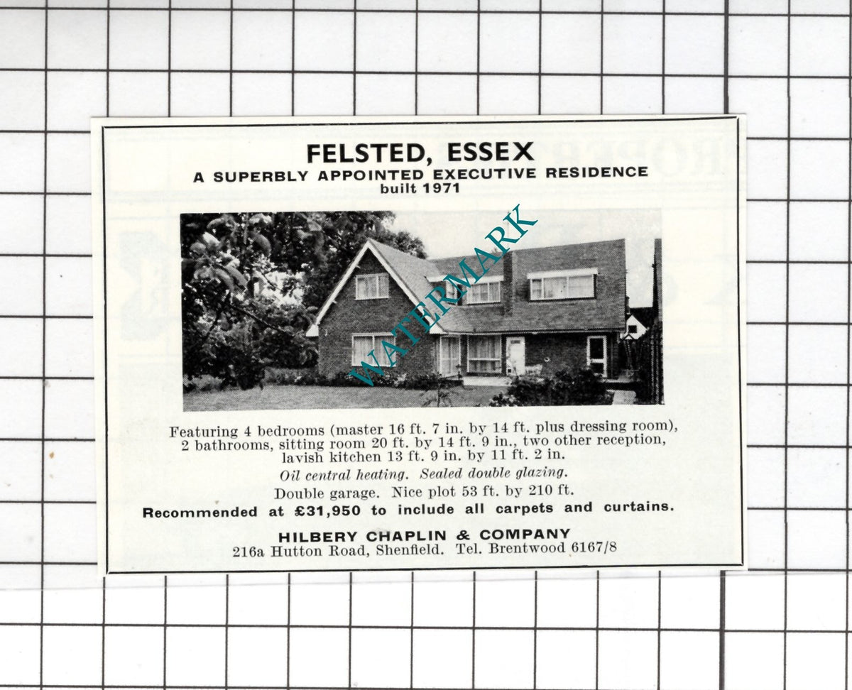 Felsted Essex Small House Sale Advert - 1972