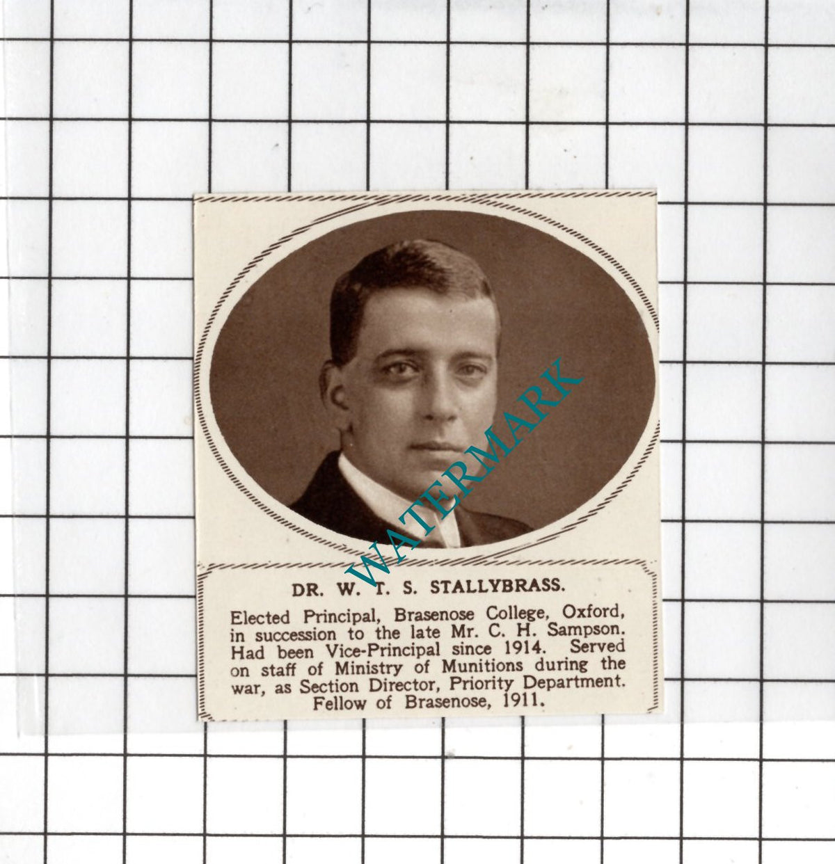Dr W T S Stallybrass Brasenose College Oxford - 1936 Small News Clipping