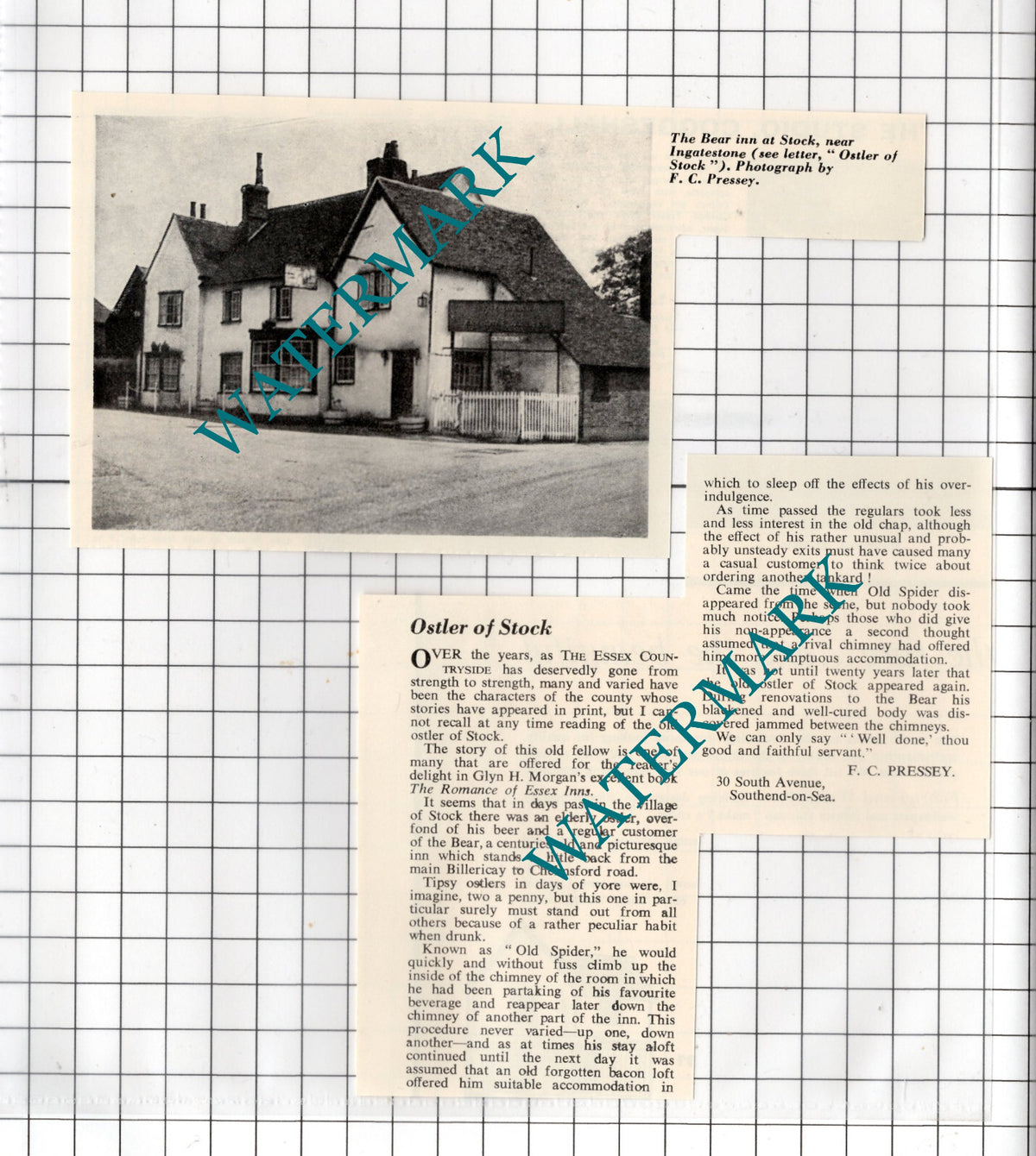 The Bear Inn Stock Essex - 1965 Two-Part Clipping