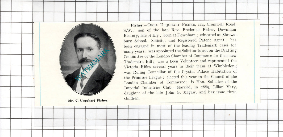 Cecil Urquhart Fisher Downham Isle Of Ely - c.1905 Clipping