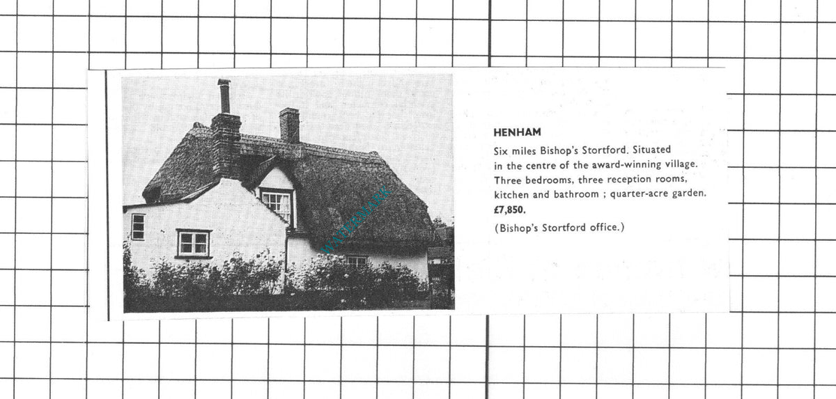 Henham Essex House Sale Advert - 1967 Clipping