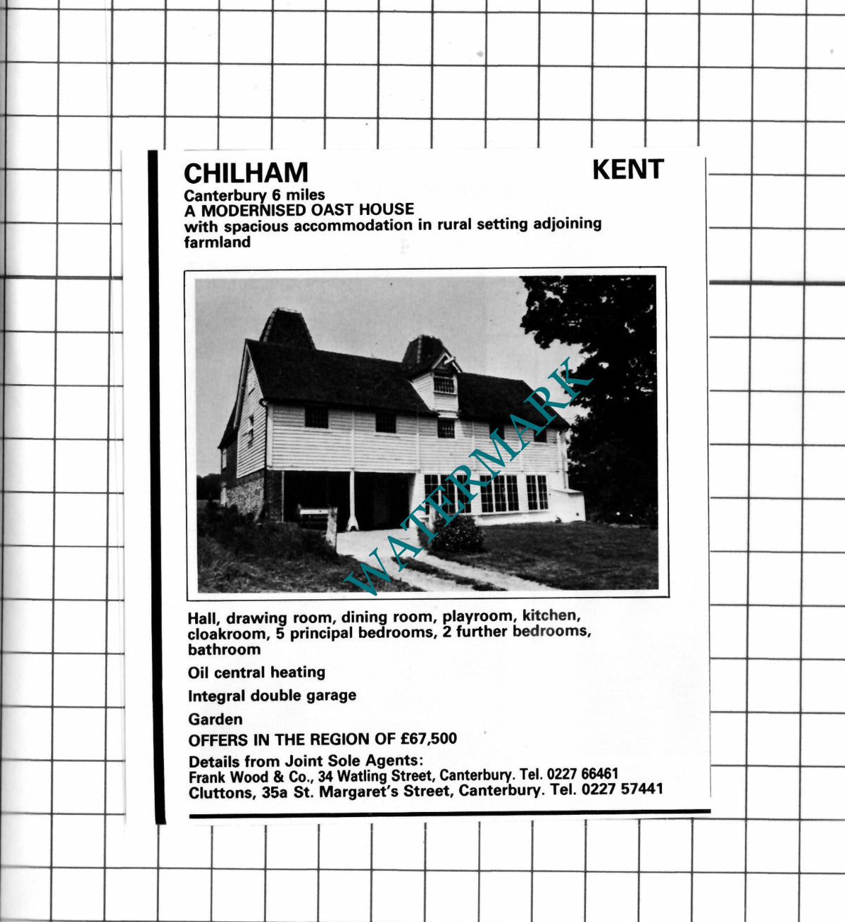 Chilham Kent Oast House Sale Advert - 1980 Clipping / Print