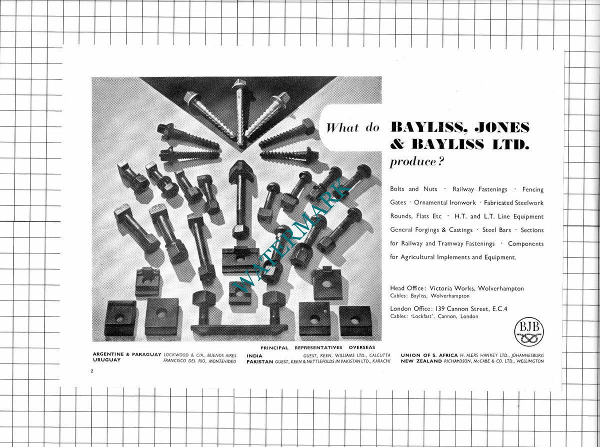 Bayliss Jones & Bayliss Ltd Wolverhampton - 1950 Advert