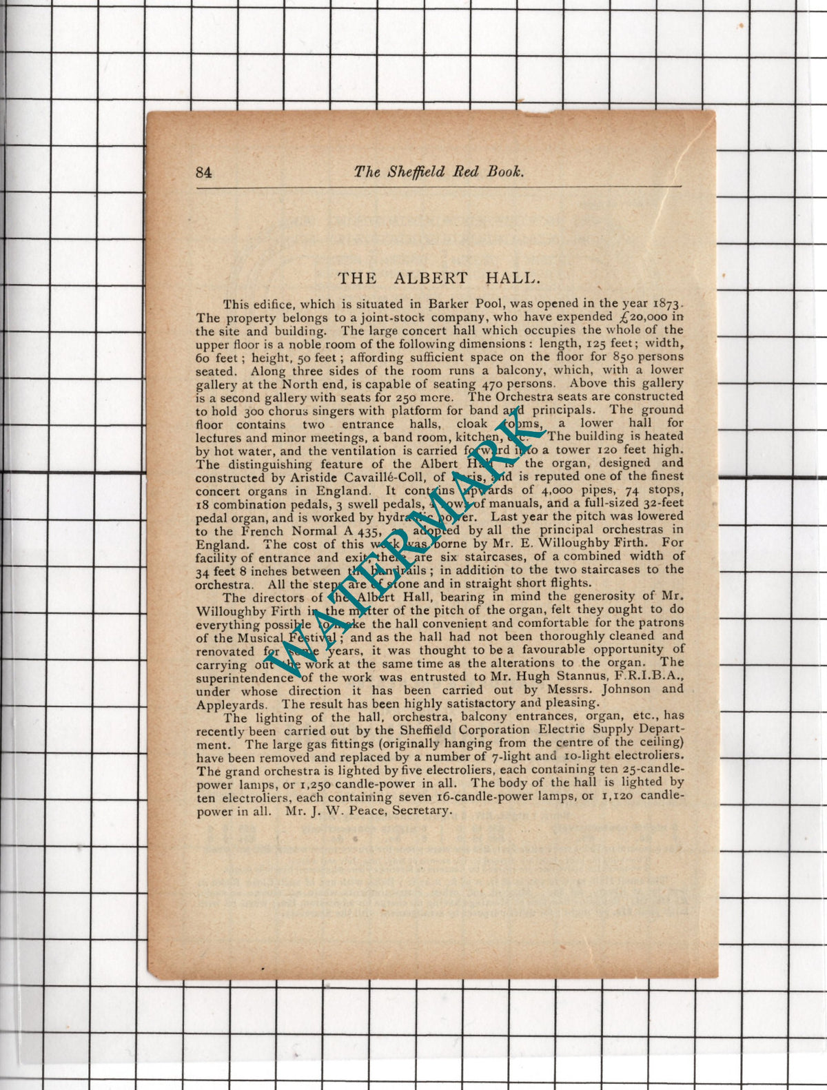 The Albert Hall Sheffield - c.1910 Small Cutting