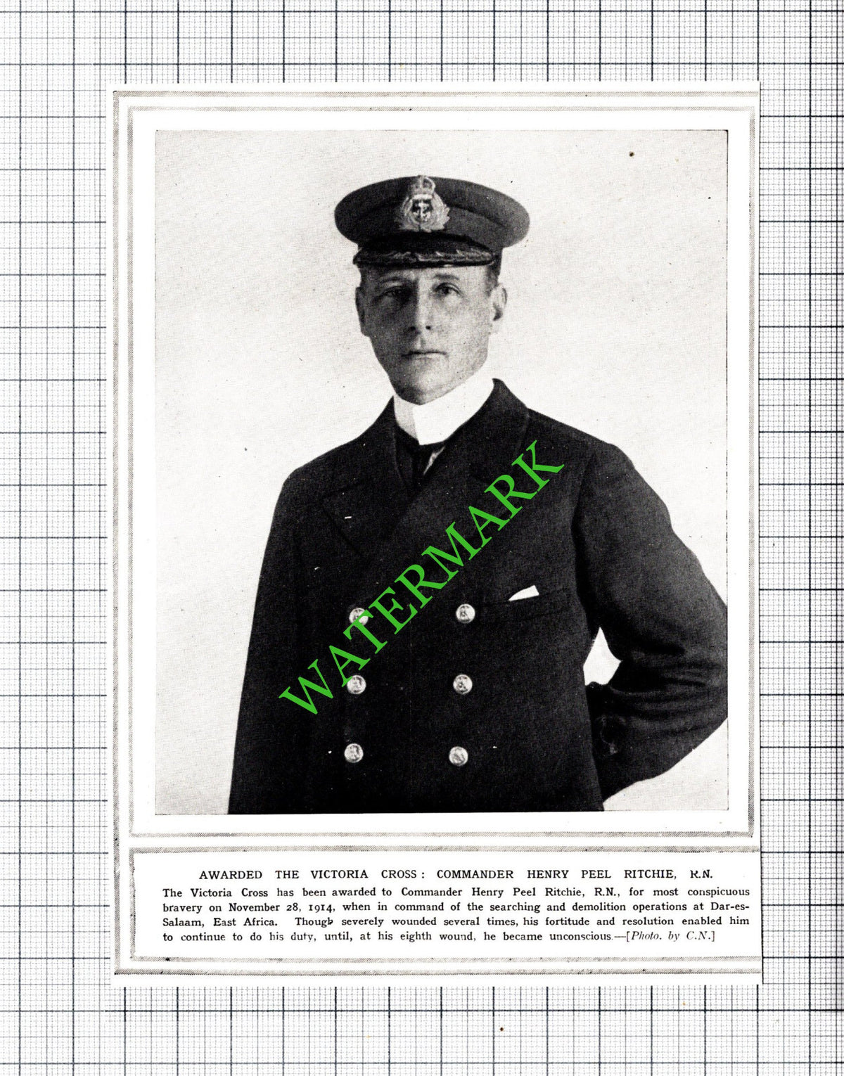 Commander Henry Peel Ritchie Royal Navy World War One WW1 - 1915 Cutting