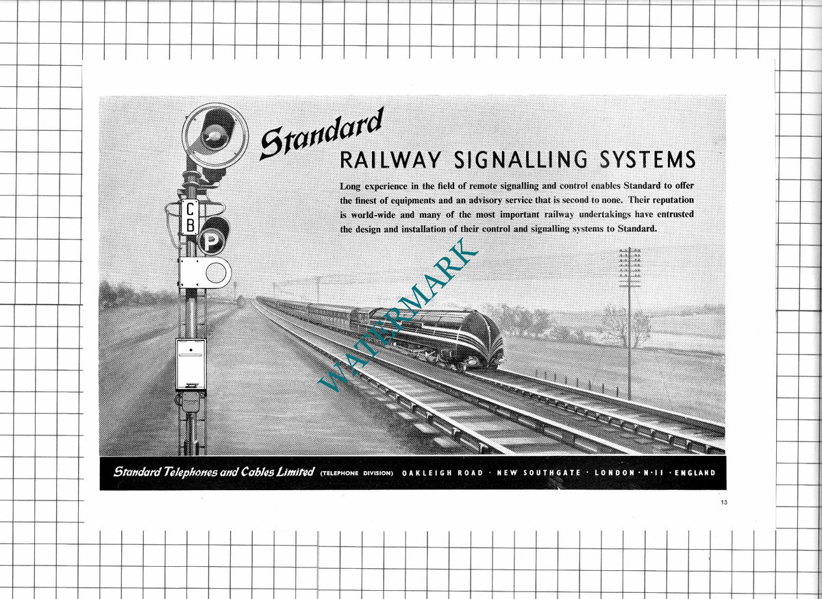 Standard Telephones and Cables Ltd Railway Signalling Systems - 1950 Advert